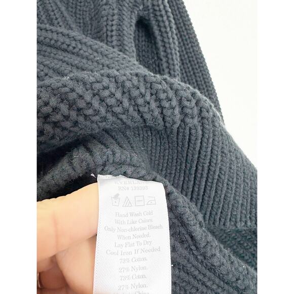 Everlane Texture Cotton Crewneck Sweater Size Small Black Fisherman Grandpa - Picture 6 of 11